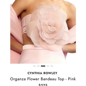Cynthia Rowley Light Pink Organza Strapless Top
